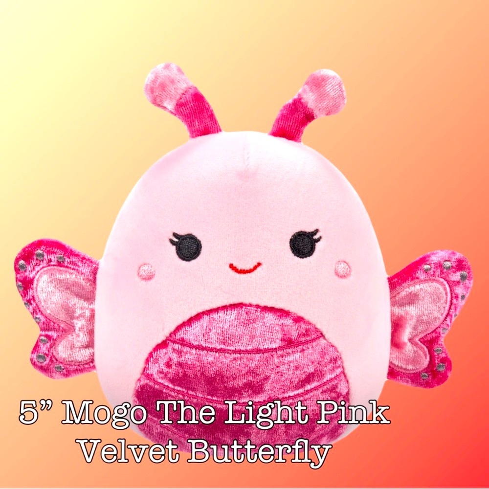 Squishmallows Pink Velvet Detail Butterfly Mogo